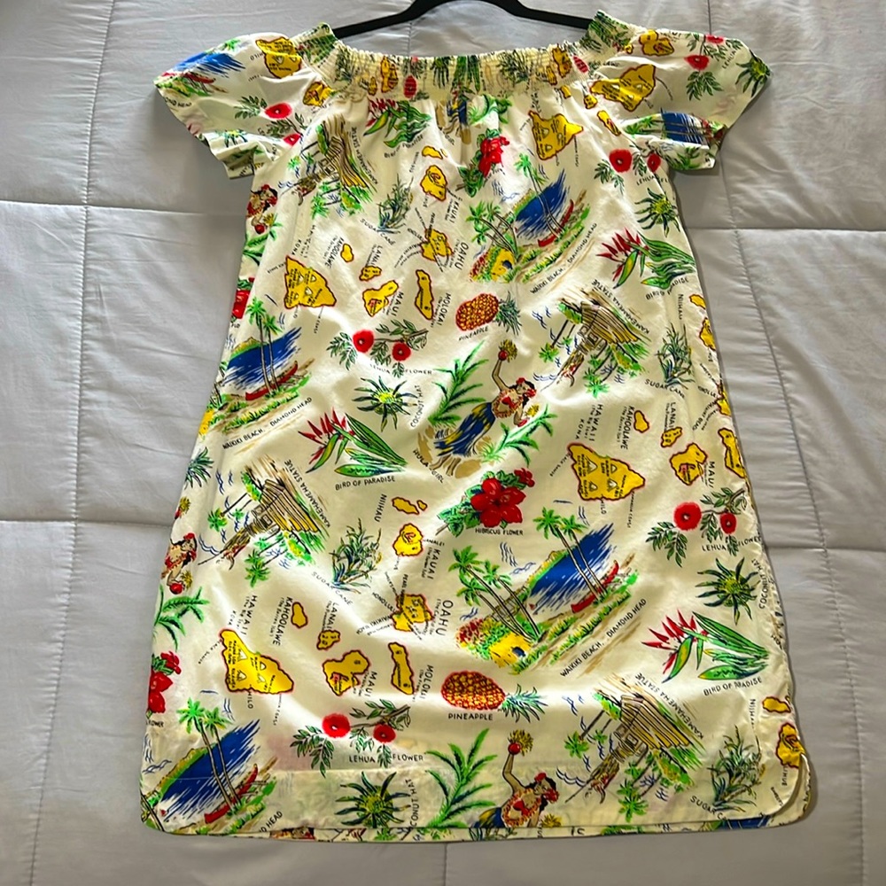 J. Crew Factory Printed Off-the-Shoulder Dress in Vintage Sun